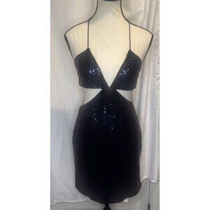 Hello Molly Women’s Blue Want To Know How You Feel Sequin Mini Dress Sz M(6) NEW